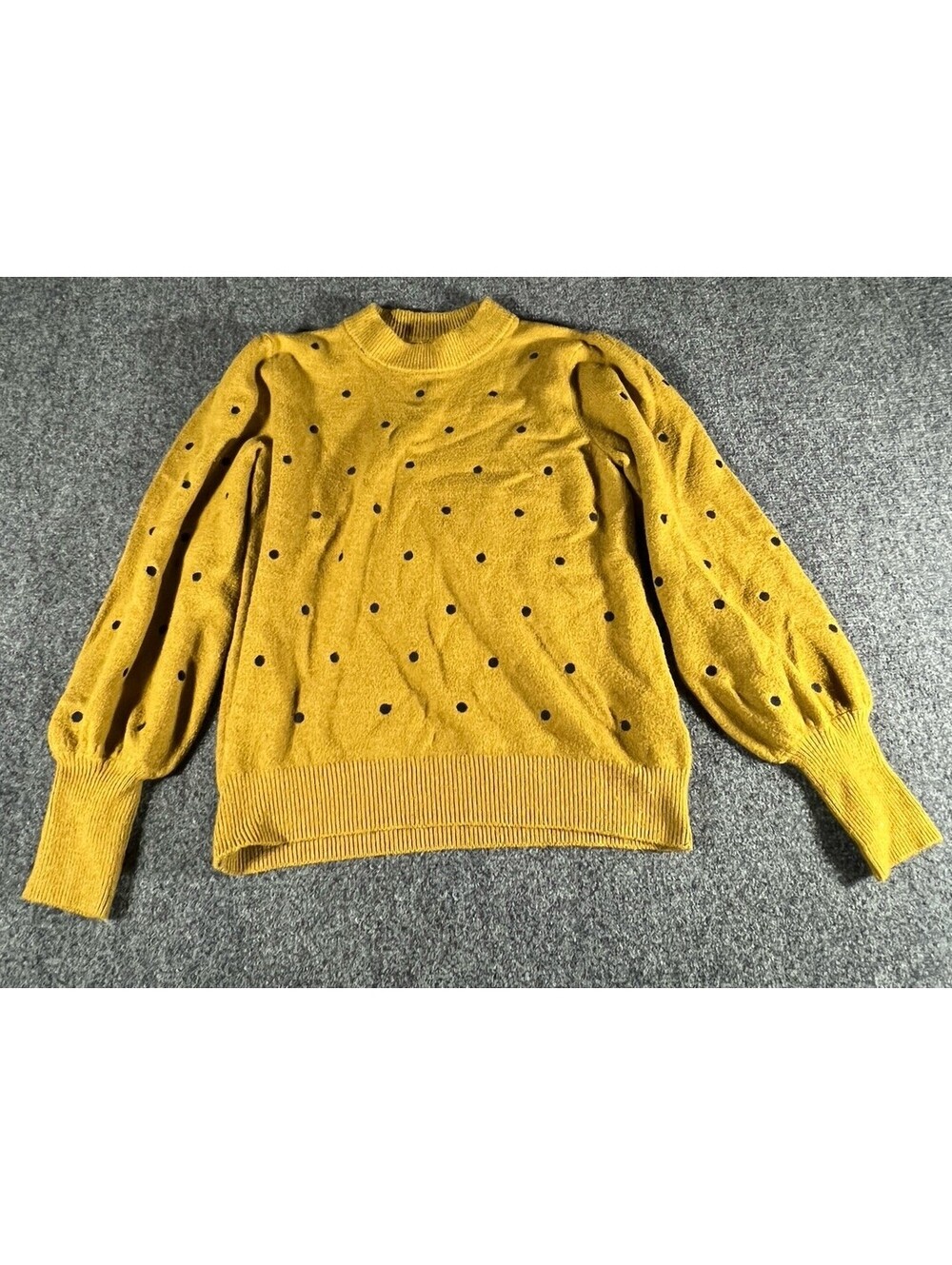 Who What Weat mustard polka dot balloon sleeves womens M